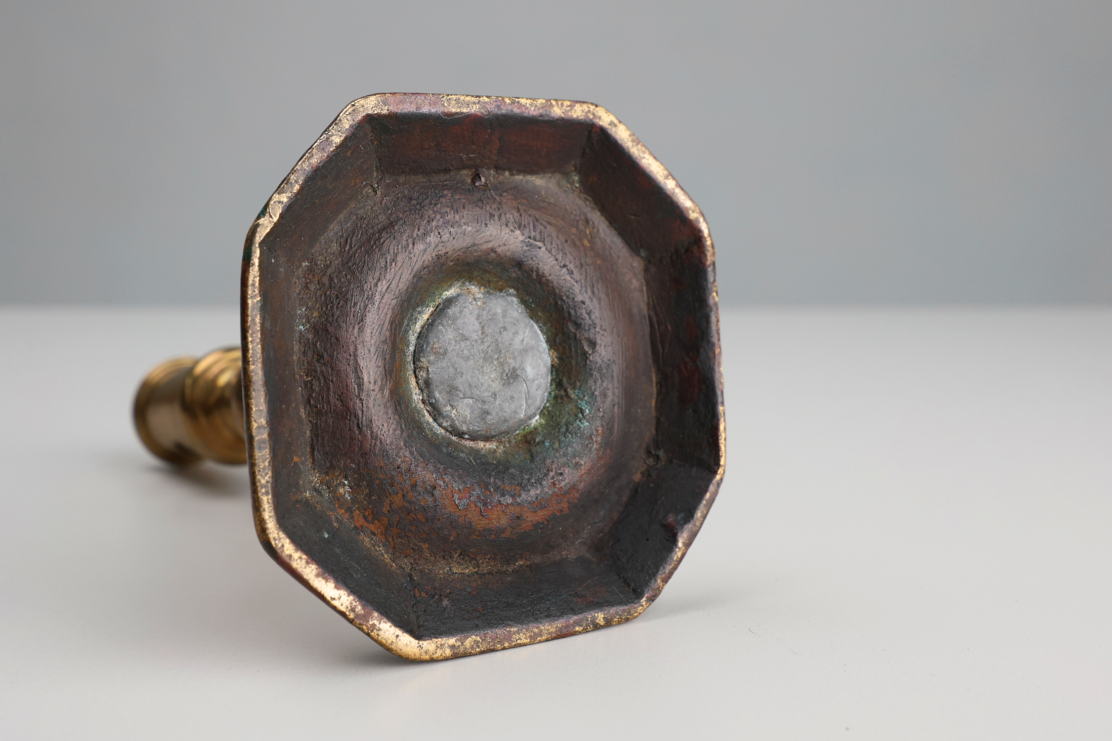 Antique French early 17th century haute epoque copper candlestick thumbnail
